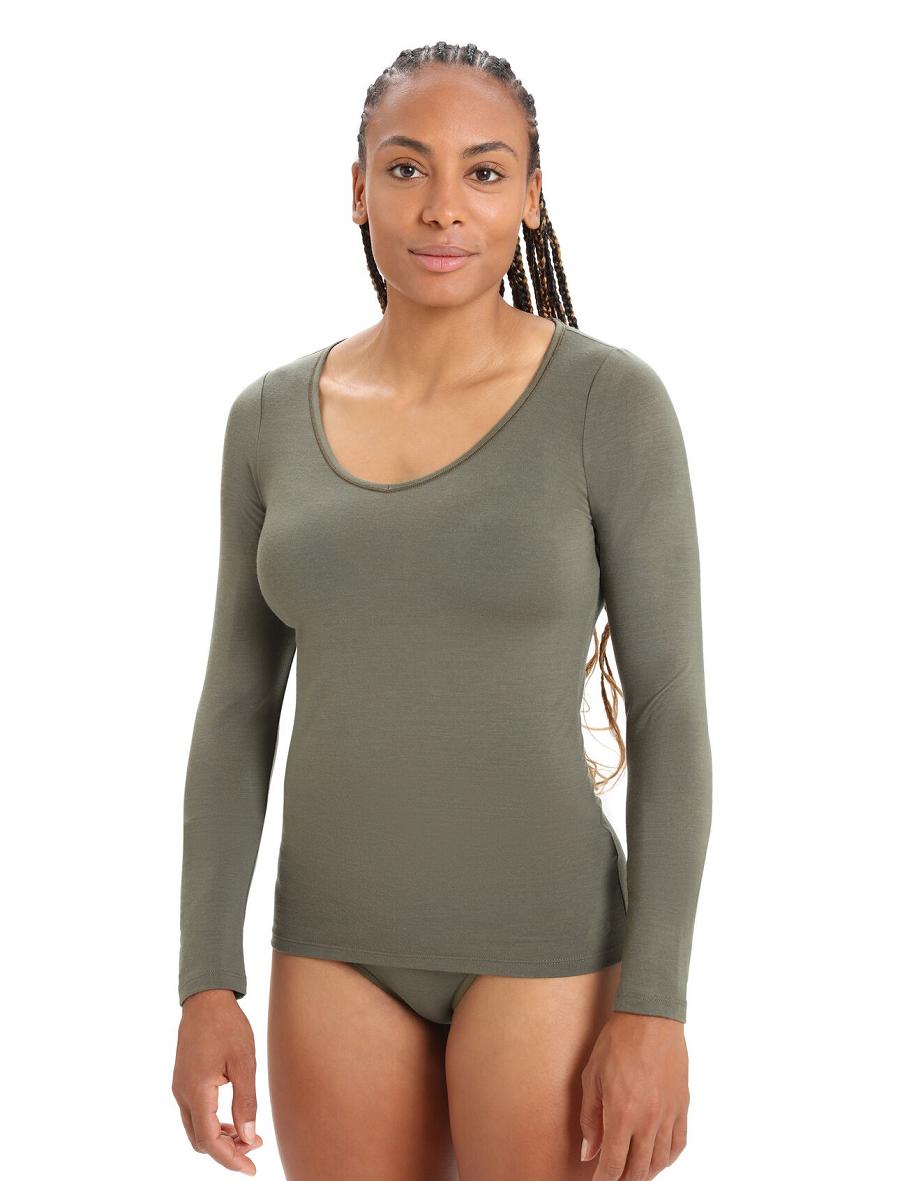 Sous Vêtement Icebreaker Merino Siren Long Sleeve Sweetheart Top Femme Vert Olive | FR 1688KORI